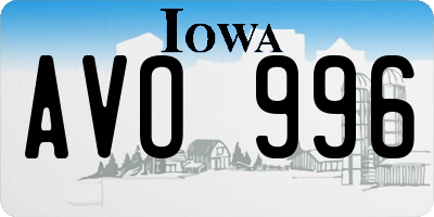IA license plate AVO996