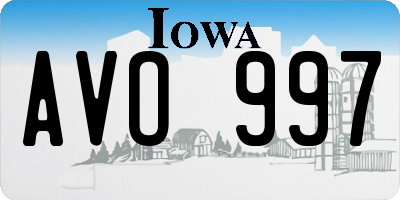 IA license plate AVO997