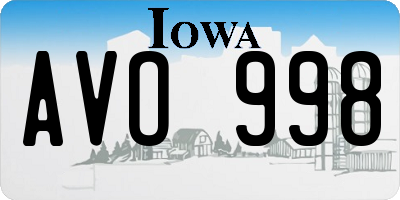IA license plate AVO998