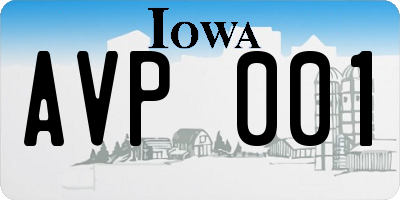 IA license plate AVP001