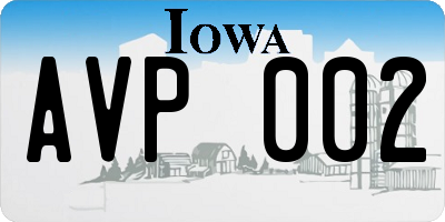 IA license plate AVP002
