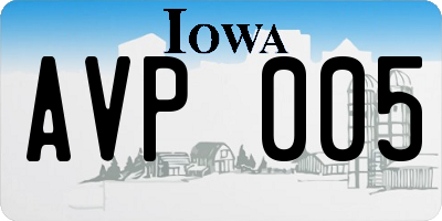 IA license plate AVP005