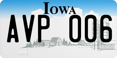 IA license plate AVP006