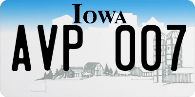 IA license plate AVP007