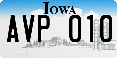 IA license plate AVP010
