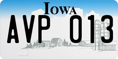 IA license plate AVP013
