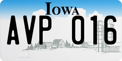 IA license plate AVP016