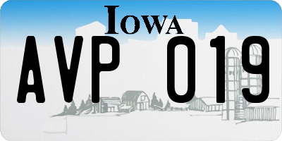 IA license plate AVP019