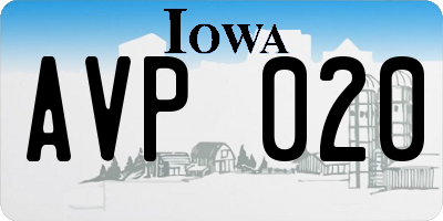 IA license plate AVP020