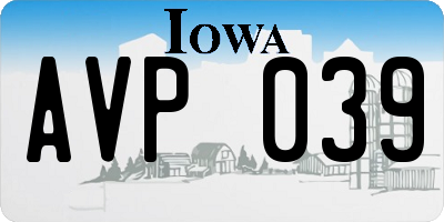 IA license plate AVP039
