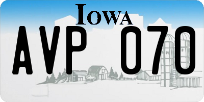 IA license plate AVP070