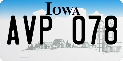 IA license plate AVP078