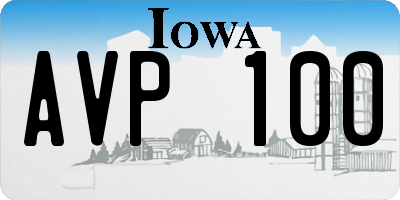 IA license plate AVP100