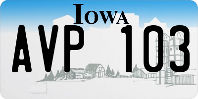IA license plate AVP103