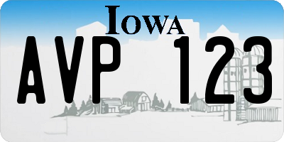 IA license plate AVP123