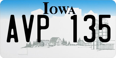 IA license plate AVP135