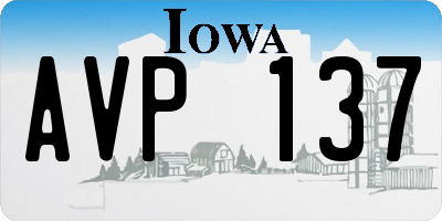 IA license plate AVP137