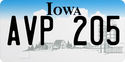IA license plate AVP205