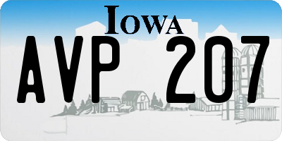 IA license plate AVP207