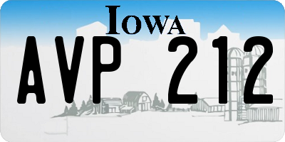 IA license plate AVP212