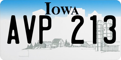 IA license plate AVP213