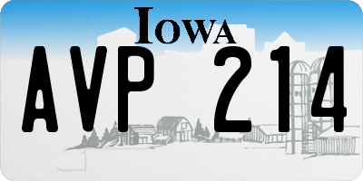 IA license plate AVP214