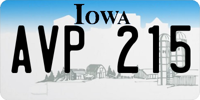 IA license plate AVP215