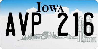 IA license plate AVP216