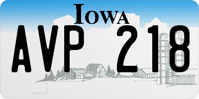 IA license plate AVP218