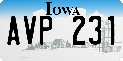 IA license plate AVP231