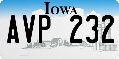 IA license plate AVP232