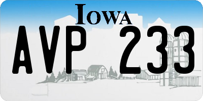 IA license plate AVP233