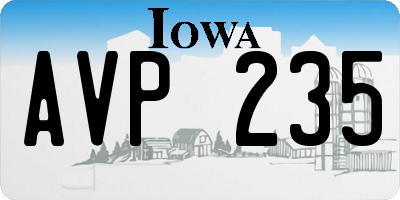 IA license plate AVP235