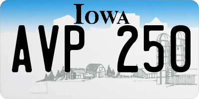 IA license plate AVP250