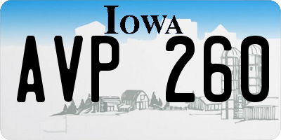 IA license plate AVP260
