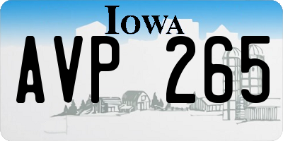 IA license plate AVP265