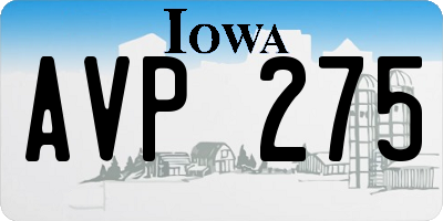 IA license plate AVP275