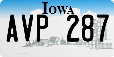 IA license plate AVP287