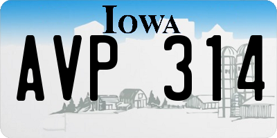 IA license plate AVP314