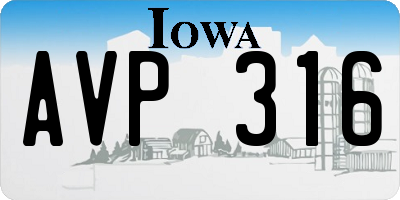 IA license plate AVP316