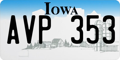 IA license plate AVP353