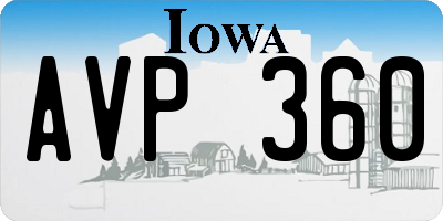 IA license plate AVP360
