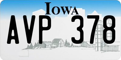IA license plate AVP378