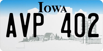IA license plate AVP402