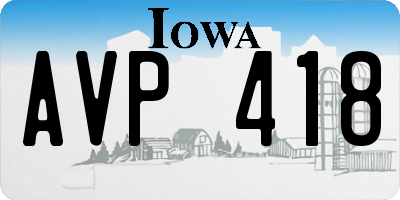 IA license plate AVP418