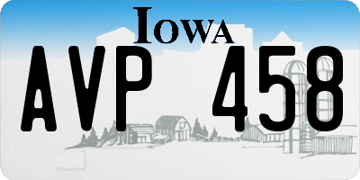 IA license plate AVP458