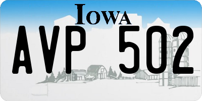 IA license plate AVP502