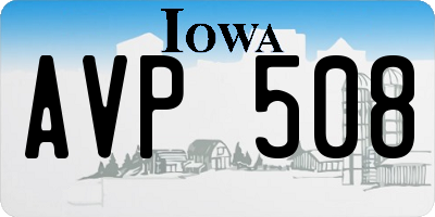 IA license plate AVP508