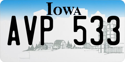 IA license plate AVP533