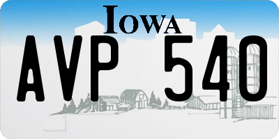 IA license plate AVP540